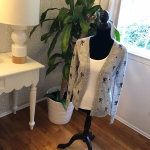 J Crew Gray Sequined Bow Cardigan Alpaca Blend, SM